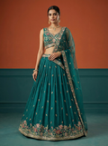 Green Georgette Lahenga with Sequince Embroidery