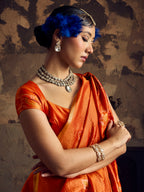 Orange Tussar Handloom Silk Saree
