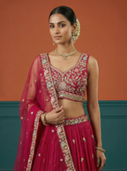Deep Rani Georgette Lahenga with Sequince Embroidery
