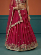 Deep Rani Georgette Lahenga with Sequince Embroidery