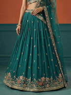 Green Georgette Lahenga with Sequince Embroidery