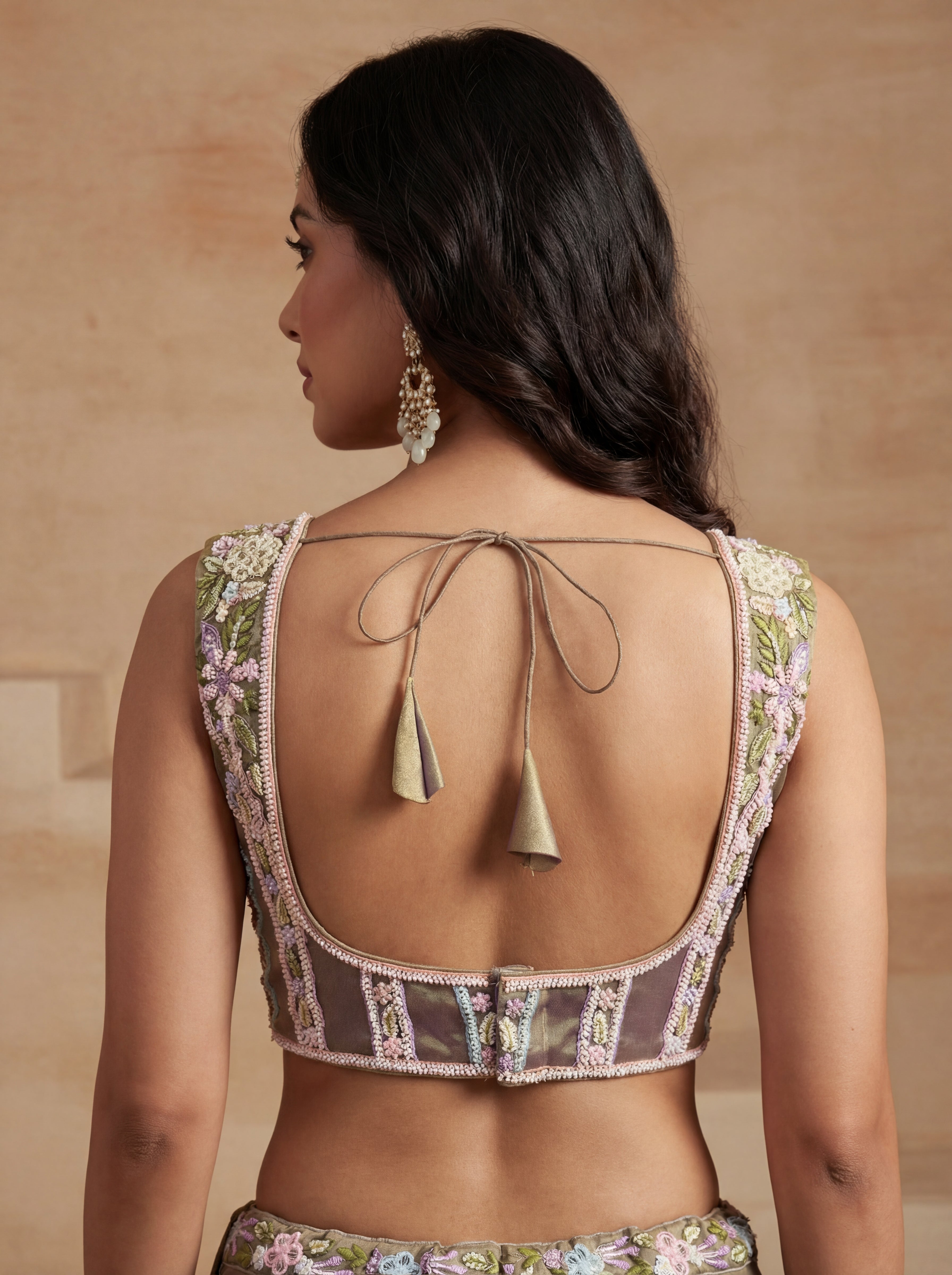 Shade of Purple Tissue Lahenga with Moti Embroidery