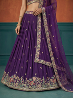 Purple Georgette Lahenga with Sequince Embroidery