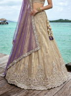 Purple Tissue Lahenga with Beads & Zari Embroidery