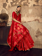 Red Tussar Handloom Silk Saree